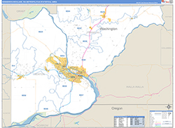 Kennewick-Richland Metro Area Wall Map Basic Style 2026
